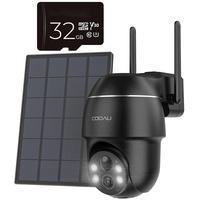 COOAU 2K Überwachungskamera für den Außenbereich Akku mit PTZ, PIR-Personenerkennung, Farbnachtsicht, Bewegungserkennung, Wasserdicht,32GB