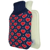 Axion axion® Wärmflasche mit Bezug – in blauem Strick Herzen (33x20 cm) 1 St