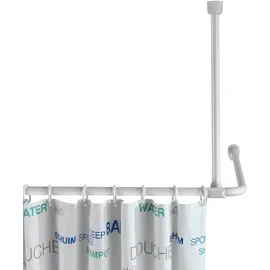 Wenko Deckenstütze für Dusch- und Badewannenstangen, für Stangen mit Ø 2/2,5 cm, zum Bohren – inkl. Befestigungsmaterial, rostfreies & langlebiges Aluminium, 57 cm