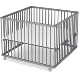 Sämann Laufgitter mit Matratze Cloud Air - grau - Premium Kollektion | Gr.: 100x100 cm