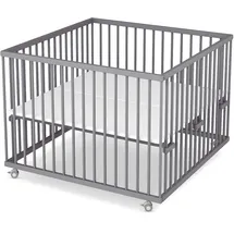 Sämann Laufgitter mit Matratze Cloud Air - grau - Premium Kollektion | Gr.: 100x100 cm