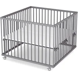 Sämann Laufgitter mit Matratze Cloud Air - grau - Premium Kollektion | Gr.: 100x100 cm