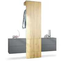 Vladon Garderobe, Eiche, Holzwerkstoff, 157x193x35 cm, Garderobe, Garderoben-Sets ,