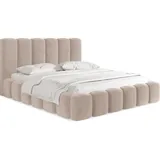 WFL GROUP Polsterbett Beige, Holz, 140x200 cm, Schlafzimmer, Betten, Polsterbetten