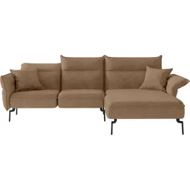 Livetastic Ecksofa, Metall, 3-Sitzer, Ottomane rechts, L-Form, cm, Made in EU, seitenverkehrt erhältlich, Hocker Rücken echt, Armteil links, Wohnzimmer, Sofas & Couches, Wohnlandschaften, Ecksofas