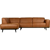 Woood Ecksofa Statement Lederoptik, Links Cognac