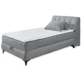 ed exciting design ATLANTIS Boxbett 120x200 in Grau - Bequemes Einzelbett mit Bettkasten und Kaltschaum Topper - 125 x 102 x 240 cm (B/H/T)