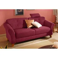 3-Sitzer HOME AFFAIRE "Trondheim", rot (bordeaux), B:192cm H:89cm T:90cm, Struktur weich ( 97% Polyester, 3% Baumwolle), Luxus-Microfaser ALTARA NUBUCK (100% Polyester), Luxus-Microfaser Lederoptik (100% Polyester), Sofas, mit Federkern, Knopfheftung im Rücken