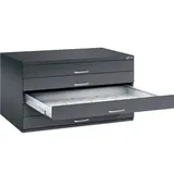 CP-Möbel Planschrank 7201-100, anthrazit, DIN A0, aus Metall, 80% Teilauszug, 135 x 76 x 96 cm, 5 Schubladen