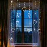 MARELIDA LED Lichtervorhang Herzen Fensterbeleuchtung 120x100cm für Innen Außen