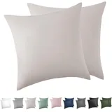 BEDSURE Kissenbezug 80x80 2er Set - 100% Baumwolle Kopfkissenbezug 80x80, Kissenbezüge mit Reißverschluss, Kissenhülle - Weich Atmungsaktiv und Langlebig, für Bett Sofa, Oeko-TEX Zertifiziert, Beige