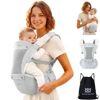 Bellababy Babytrage für Neugeborene bis Kleinkinder 0-36 Monate, 3D Air Mesh Rucksack für Kleinkinder,ergonomischer 6 in 1 Fronttrage(Cotton Light Grey)