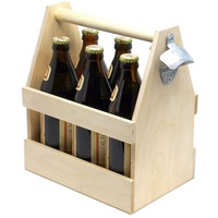 DanDiBo Flaschenträger 6 Flaschen Holz Bierträger mit Flaschenöffner 93945 Männerhandtasche