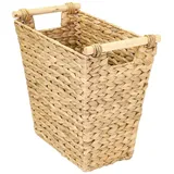HMF Aufbewahrungskorb Büro geflochten aus Wasserhyazinthe mit Holzgriffen 36 x 19 x 33 cm beige