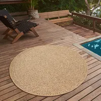 The CarPET Teppich THE CARPET "Kansas", beige (natur), H:1mm Ø:80cm, Polypropylen, Teppiche, Teppich, moderner robuster In und Outdoor Teppich Jute Look