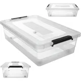 Kadax Aufbewahrungsbox mit Deckel, Spielzeugkiste, robuster Kunststoffbehälter mit Klickverschluss,
