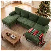 COSTWAY Ecksofa, mit Schlaffunktion U-Form Couch Schlafsofa grün