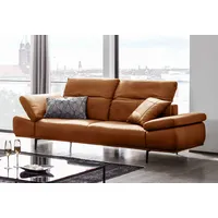 2,5-Sitzer W.SCHILLIG "levi", braun (cognac z69), B:236cm H:80cm T:105cm, Longlife Xtra-Leder Z69: Das feinnarbige, gedeckte Softleder Z69 besticht durch seine außergewöhnliche Weichheit im trendigen u00bbVintage-Looku00ab, Hautstärke 0, 9 - 1, 1 mm, Sofas, inklusive Kopfstützenverstellung & Seitenteilverstellung, Breite 236cm
