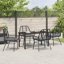 vidaXL Garten Essgruppe 5 pcs Schwarz Poly-Rattan