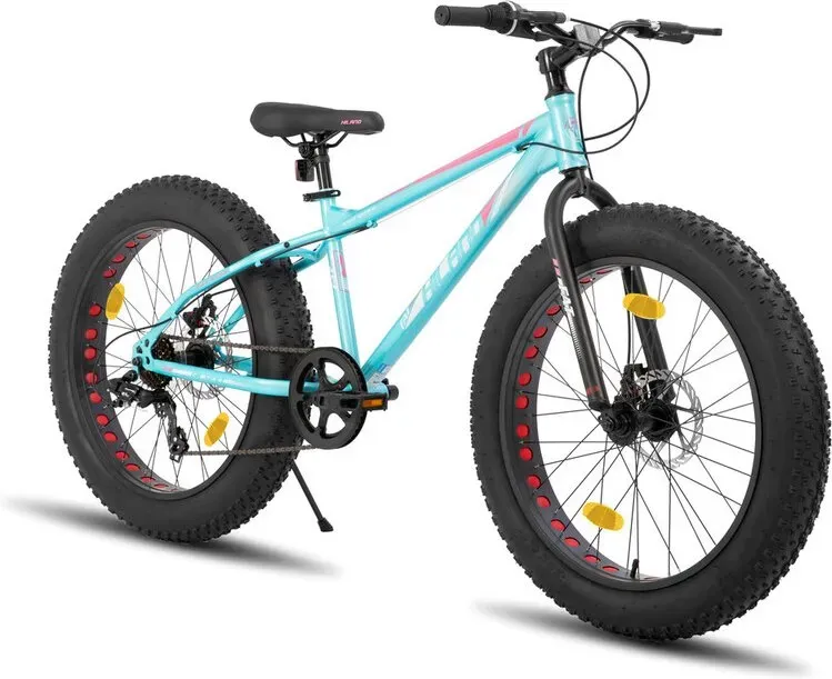 HILAND Roon Kinder-Mountainbike für Jungen und Mädchen, Fat-Breifen, Shimano 7-Gang-Schaltung, Dual-Disc-Bremse, grün, 26 Zoll