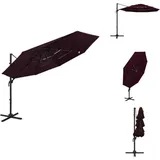 Vidaxl - Sonnenschirm mit Aluminium-Mast 4-lagig Bordeauxrot 3x3 m - Sonnenschirm - Gartenschirm - Terrassenschirm - Sonnenschutz - Outdoor Möbel