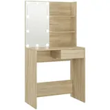 vidaXL Schminktisch mit LEDs Sonoma-Eiche 74,5x40x141 cm Holzwerkstoff