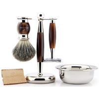 Jag Shaving Classic Herren-Rasierset Double Edge Rasierhobel Rasierpinsel Rasierpinselständer und Schüssel und Leder-Etui für Rasierapparate