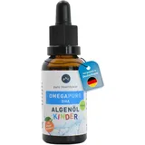 Puro Premium Omega 3 Kinder Algenöl Orange Tropfen - 30ml - 238mg DHA pro Tag - Reich an Omega 3 vegan - produziert und laborgeprüft in Deutschland - flüssig