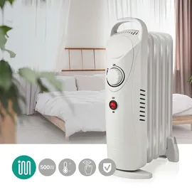 ETC Shop Ölradiator Heizung Elektroheizung, Thermostat 1 Hitzestufe, geräuscharm, tragbar mit Handgriff, 500 Watt, Bxhxt 23x38,5x13,5 cm