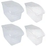 4er Set Aufbewahrungskorb Transparent Schrankkorb Regal Organizer Aufbewahrungsbox Ordnungskorb Kunststoff