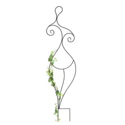 DanDiBo Design Rankhilfe Metall Rankgitter 140 cm Schwarz Frau Lora Kletterhilfe Bodenstecker Blumenhalter Ranksäule