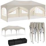 WOLTU Pavillon, Faltpavillon 3x6 m, mit 6 Seitenwänden, Partyzelt wasserabweisend UV-Schutz 50+, höhenverstellbarer Gartenpavillon, mit Tragetasche, für Outdoor Garten Camping Beige