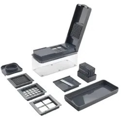 Metaltex Slice-Cube Obst-/Gemüseschneider, Vielseitiger Obst- und Gemüseschneider für präzises Zerkleinern, mit 10 austauschbaren Klingeneinsätzen