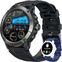 Smartwatch Telefonfunktion  Fitnessuhr Armbanduhr - 1,54 Zoll Runde Uhr Männer mit Blutdruckmessung Wasserdicht Schrittzähler Sportuhr  Android IOS