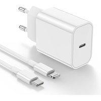 20W Apple Ladegerät [Apple MFI Zertifiziert] mit 2M Lightning Ladekabel, Ladeadapter Schnellladung, USB C Schnellladekabel, Ladestecker, geeignet für iPhone 15/14/13/12/11/Plus/Pro Max/XS/iPad -Weiß