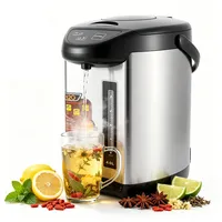 Heißwasserspender 4 Liter, Edelstahl 304 Thermopot mit Sichtfenster für Wasserstand, 3 Entnahme-Methoden & Temperaturhaltung, 92-95°C, 750W 220V Glühweinkocher für Büros, Hotels, Wohnungen