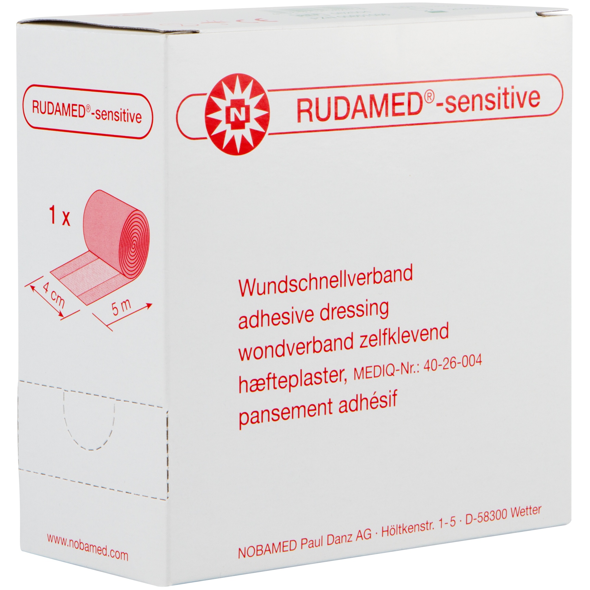 RUDAMED sensitive Wundschnellverband gerollt aus Vliesstoff