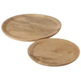 Boltze Tablett Maino 2er Set, Serviertablett Mango Holz Ã ̧ 26-35cm