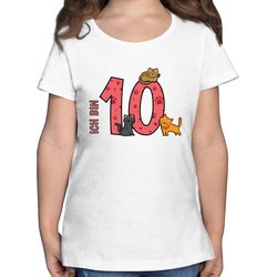 Shirtracer T-Shirt Katzen Zehnter – 10. Geburtstag – Mädchen Kinder T-Shirt kind 10 jahre mädchen – tshirt katze kinder – 10.geburtstag weiß 140 (9/11 Jahre)