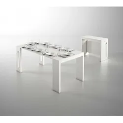 Dmora Ausziehbarer Tisch Glicine, Ausziehbarer Esstisch, Mehrzweckkonsole mit ErWeißerungen, 100% Made in Italy, 186x80h76 cm, Weiß