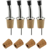 Westmark 4 Spirituosen-/Öl-Ausgießer + 4 Ersatzkorken, mit Kläppchen, mit Luftröhrchen, Kunststoff/rostfreier Edelstahl, Naturkorken, Inox Standard, Silber, 451022E3