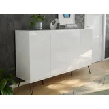 magnolia home Design Sideboard Kommode Rana 155cm 4 Softclose Türen Weiß hochglanz