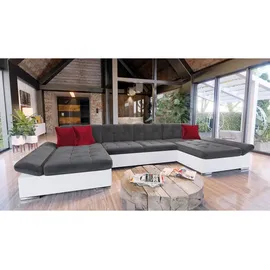 Mirjan24 Ecksofa Alia mit Regulierbare Armlehnen, U-Form Schlafsofa vom Hersteller mit Zwei Bettkasten, Wohnlandschaft (Soft 017 + Kronos 22 + Kron... - Grau