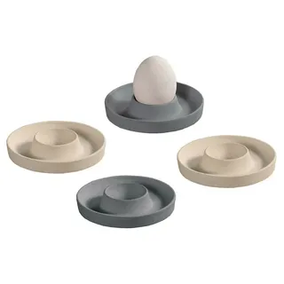 KESPER | Eierbecher, 4er Pack, Material: ø 10 x H 2 cm, Kunststoff, Maße: cm, Farbe: Creme, Grau | 41166