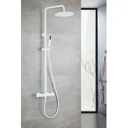 Duschsystem WELLTIME "Sanddorn", weiß, H:135cm T:9,5cm, Brausegarnituren, Überkopfbrause, Regendusche Wellnessdusche in verschiedenen Farben