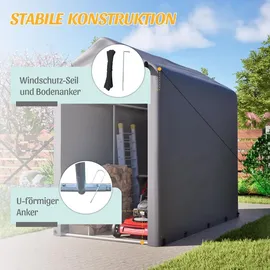 Thanaddo Gerätehaus Garagenzelt Carport Folienzelt Gartenschuppen Fahrradgarage Lagerzelt Aufbewahrungsgarage Auto Motorrad Schutz Unterstand 100x187x160cm - Grau