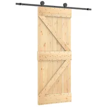 vidaXL Schiebetür rechts 70 x 210 cm Natürlich/Schwarz