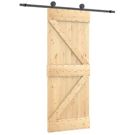 vidaXL Schiebetür rechts 70 x 210 cm Natürlich/Schwarz