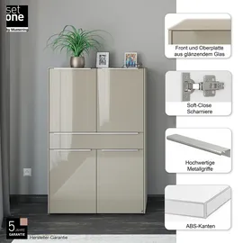 Set One by Musterring Highboard Reno 92 x 42 x 140 cm Taupe