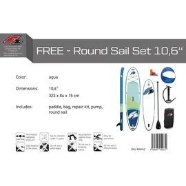 F2 SUP Board Set Stand Up Paddle Board FREE 10,6 x 0,11 m Aqua/Türkis